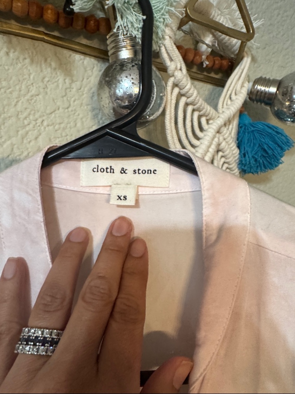 Cloth & Stone Pink Long Sleeve Banded Collar Button Front Maxi Shirt Dress XS - Picture 4 of 4